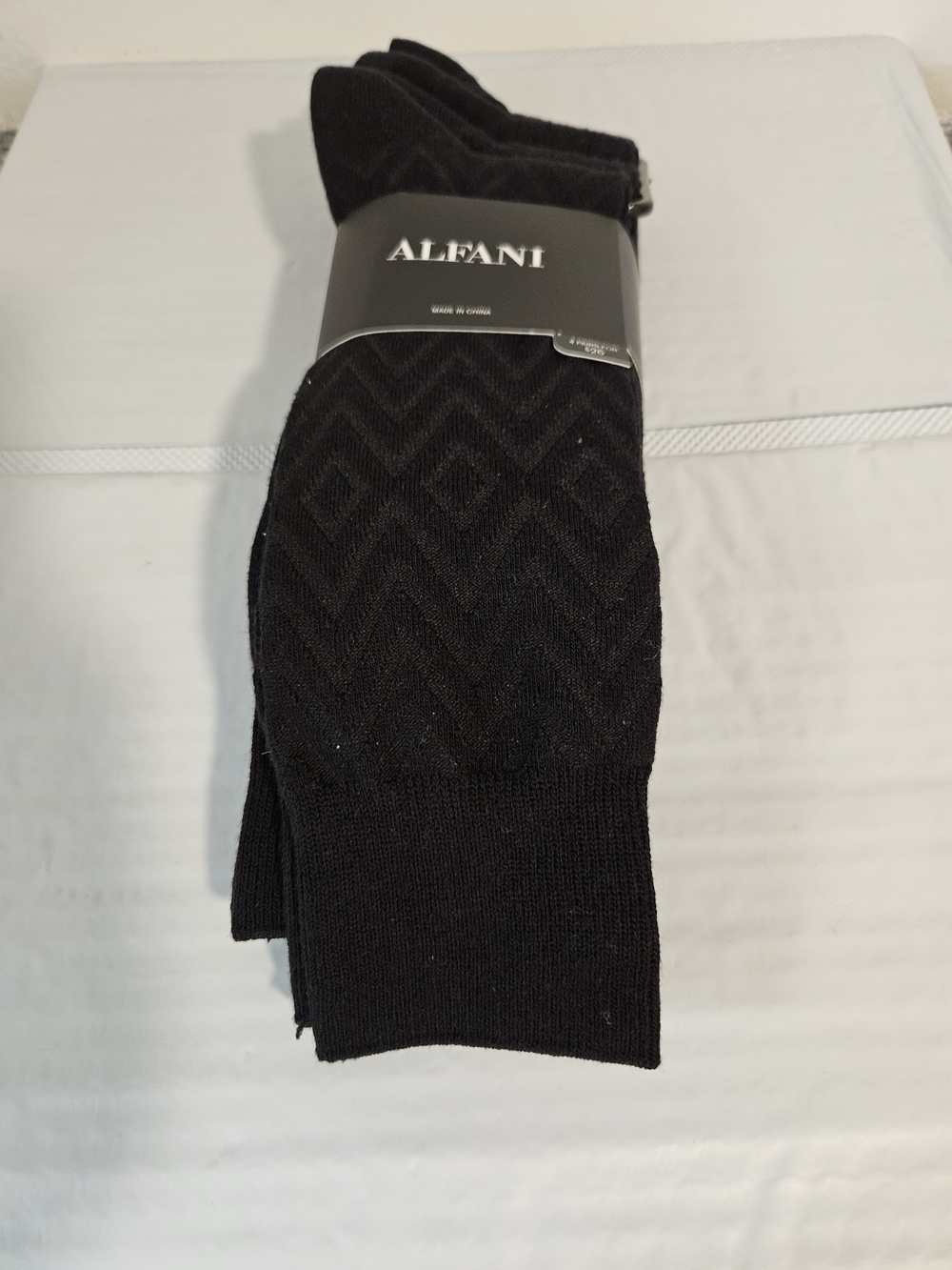 Alfani Black Men's Dress Socks 4 Pair  with Chevron Texture